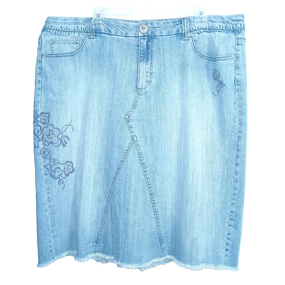 Premiere Avenue Jeans Women Cotton Denim Skirt 20 Blue Western Rodeo Light Wash